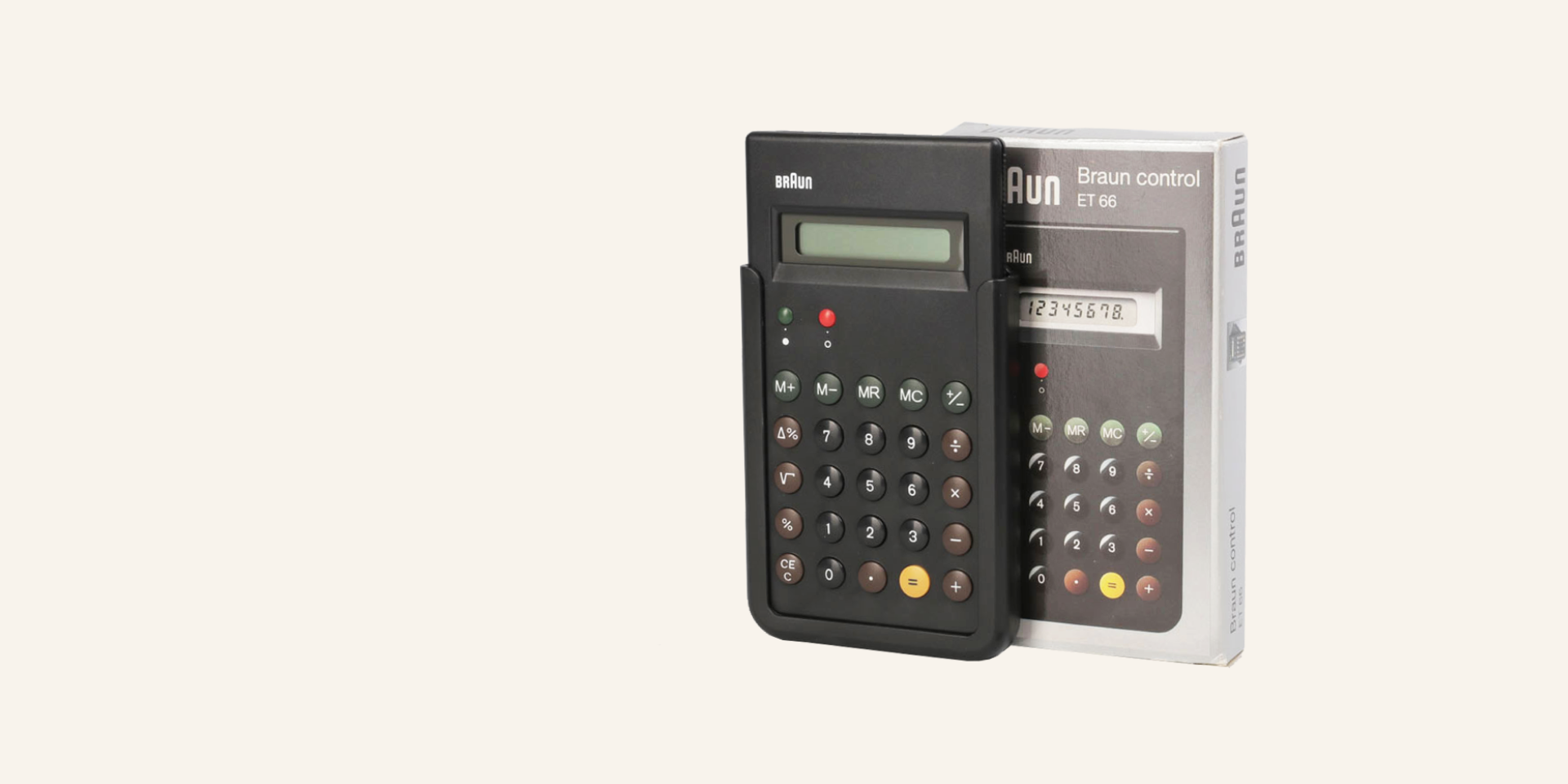 A Braun Control calculator, designed by Dietrich Lubs and Dieter Rams.